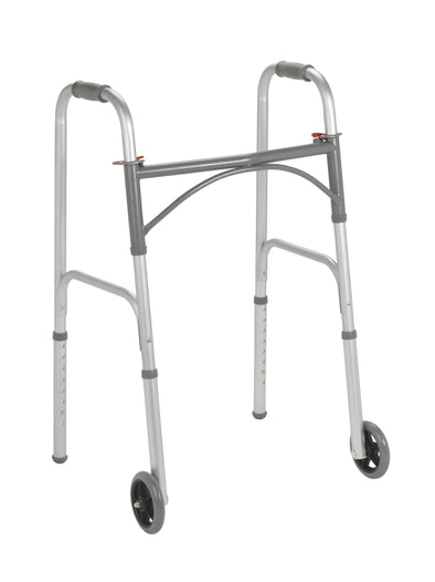 Folding Junior Walker, Two Button with 5" Wheels